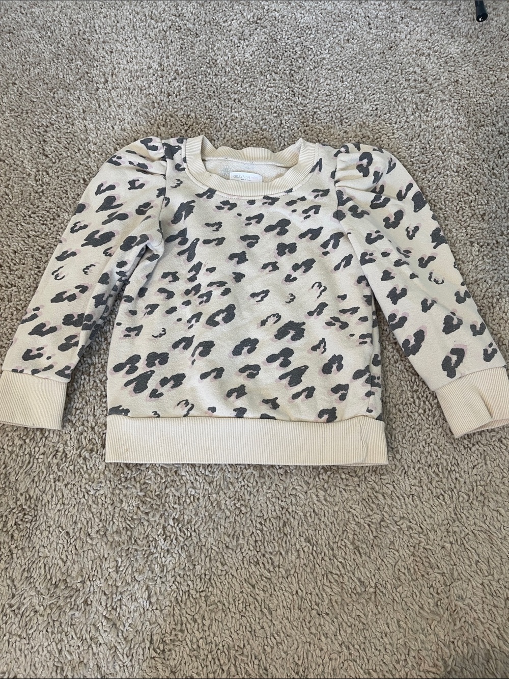 Kids Beige Leopard Print Pullover Sweatshirt
